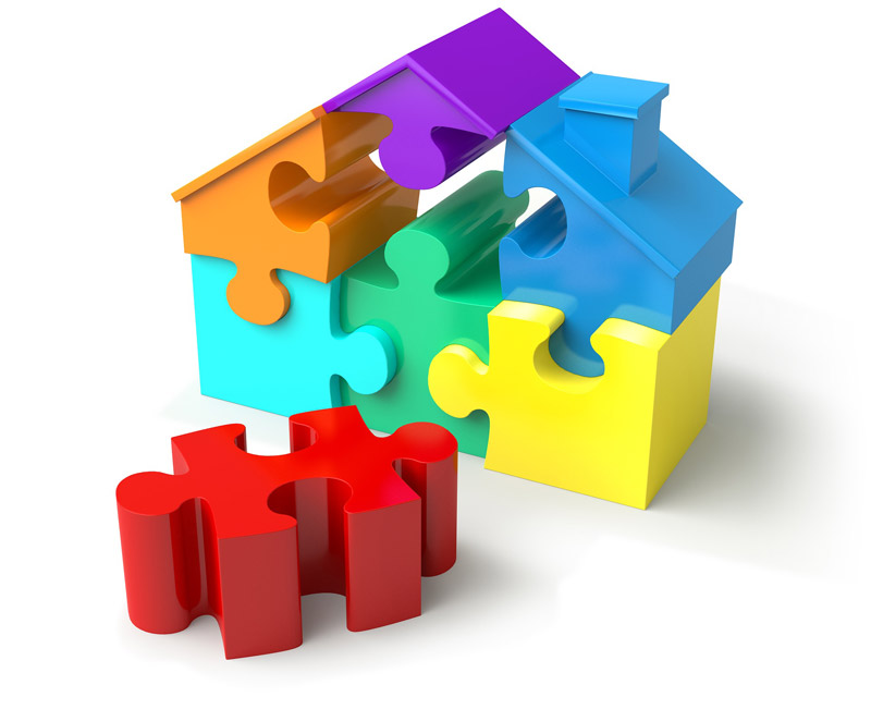 Understanding agency real estate article image of a house made of primary color puzzle pieces with one piece not placed into the house shape such that it is an incomplete puzzle