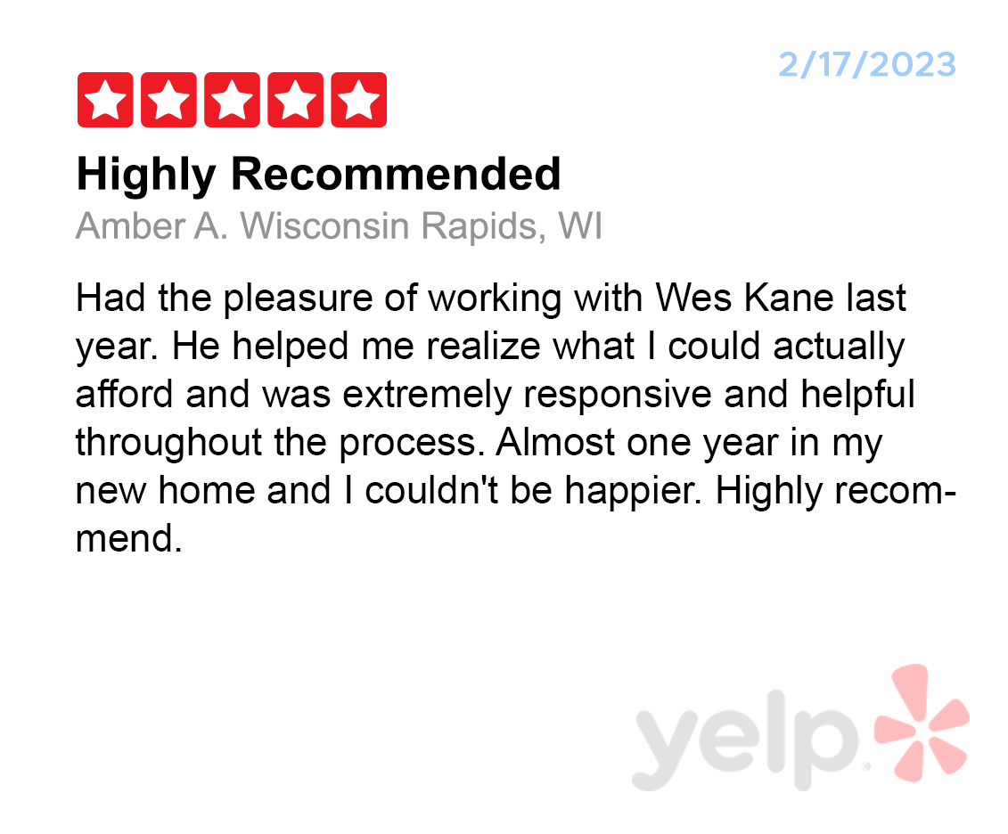 Yelp Mortgage Lender Review for thompson kane & Company five stars for Wes Kane